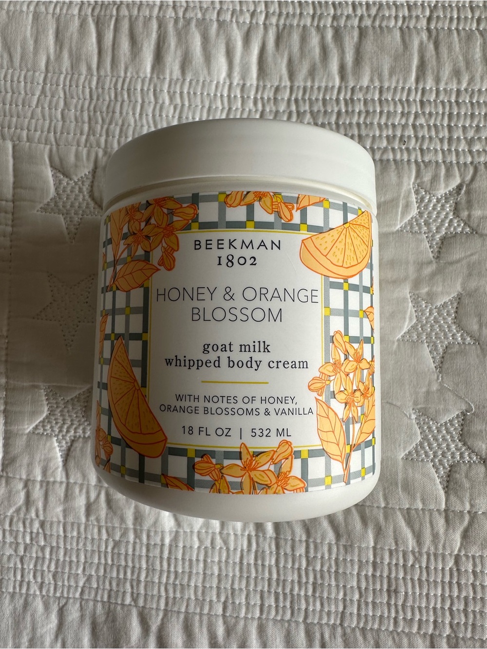 New Beekman 1802 Honey & Orange Blossom Whipped Body Cream - White & Orange
